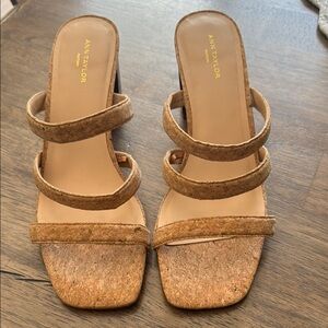 Ann Taylor Tan Heels with Modern Square Toe